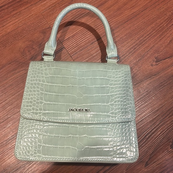Jackie & Jill Crossbody Convertible Handbag. Purse Mint Green Faux Croc Dust Bag - Picture 3 of 4